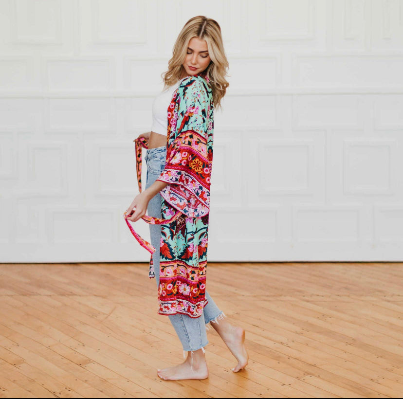 Boho Chic Floral Kimono