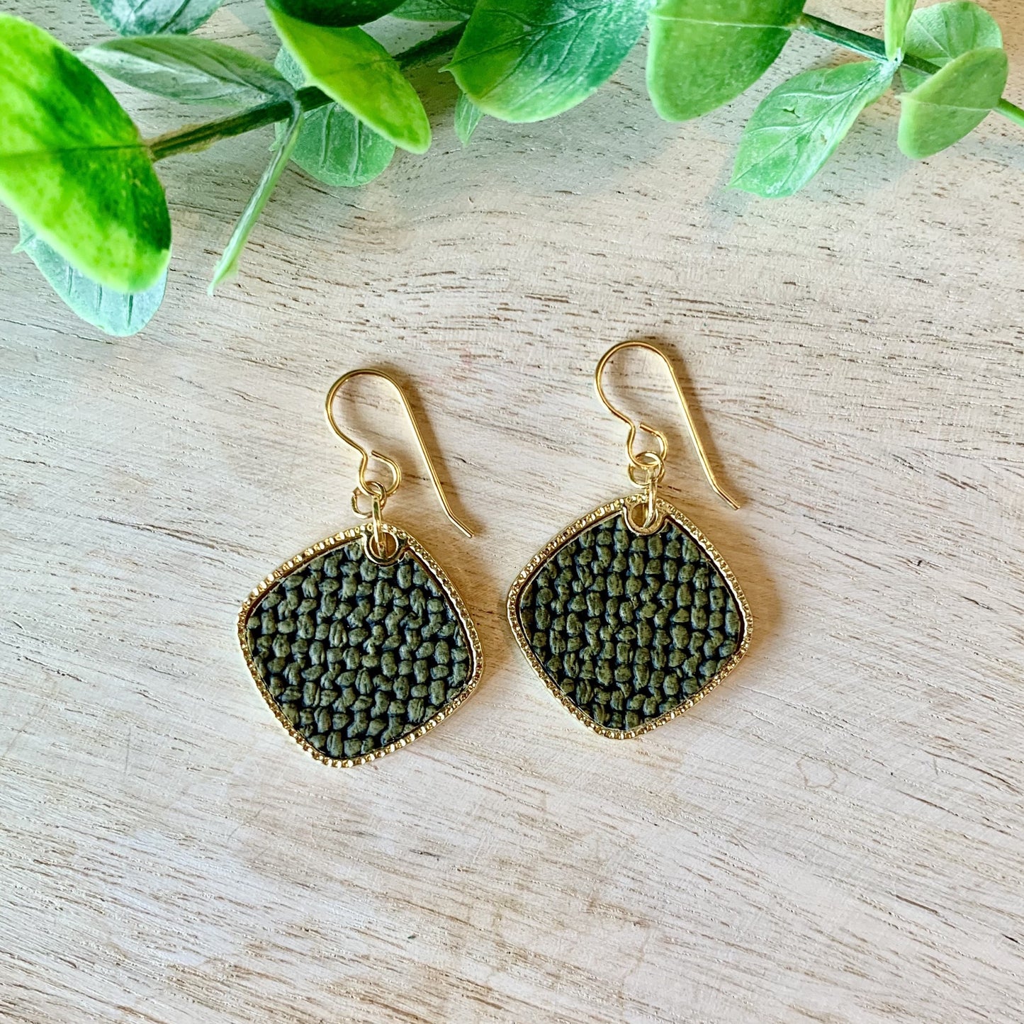 Green Woven Earrings