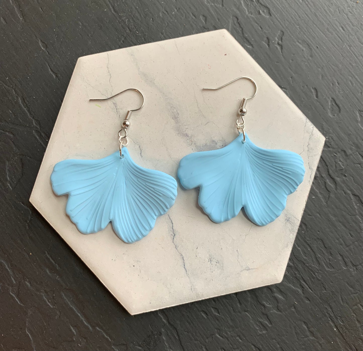 Blue petal earrings